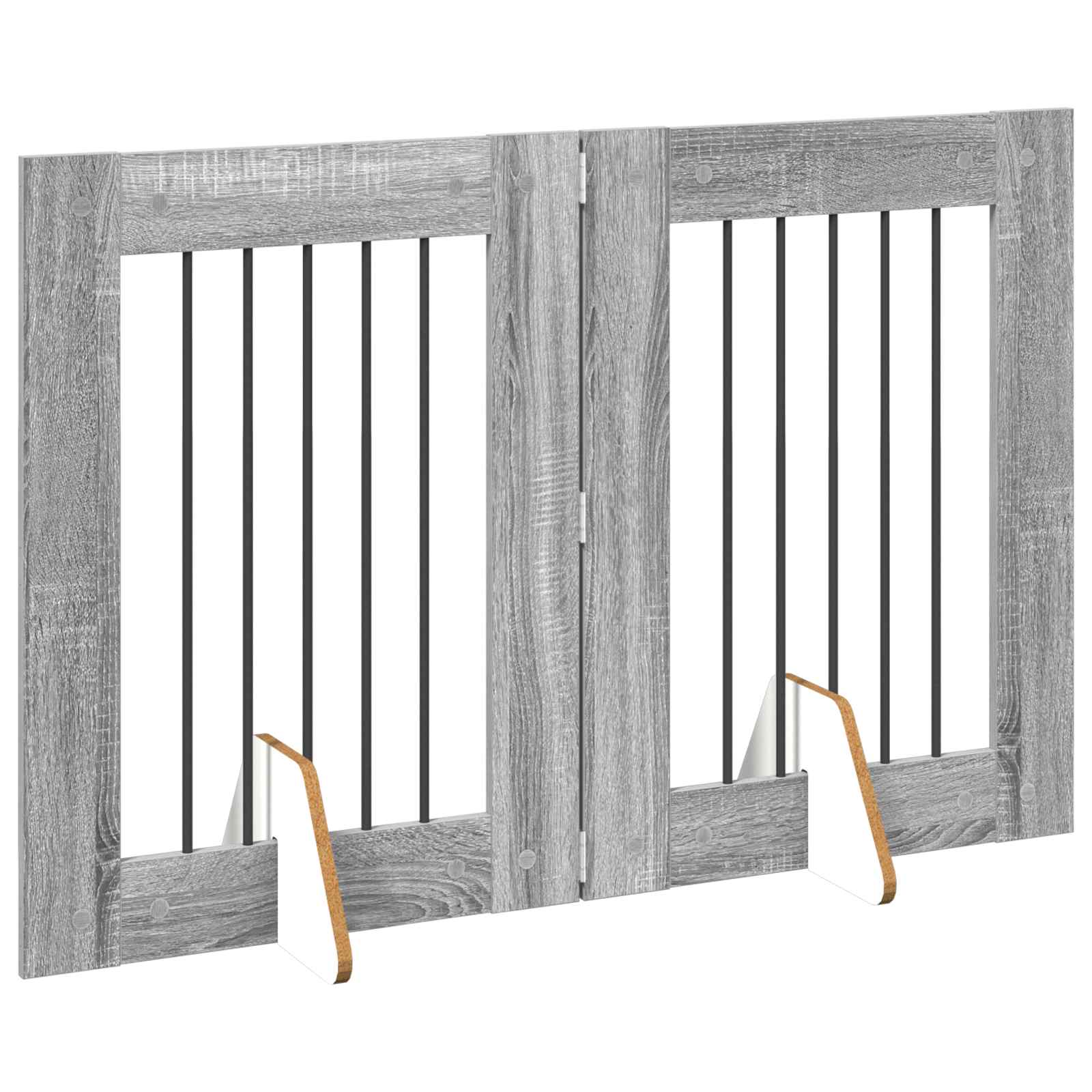 Skládací psí brána se stojany 2 pcs Šedá sonoma 120,5 cm