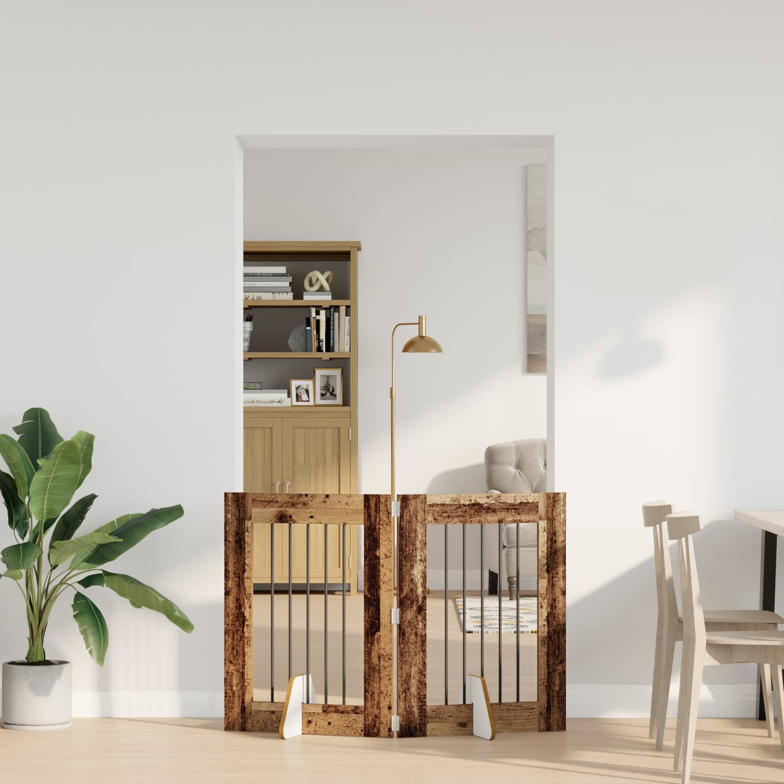 Skládací psí brána se stojany 2 pcs Staré dřevo 120,5 cm