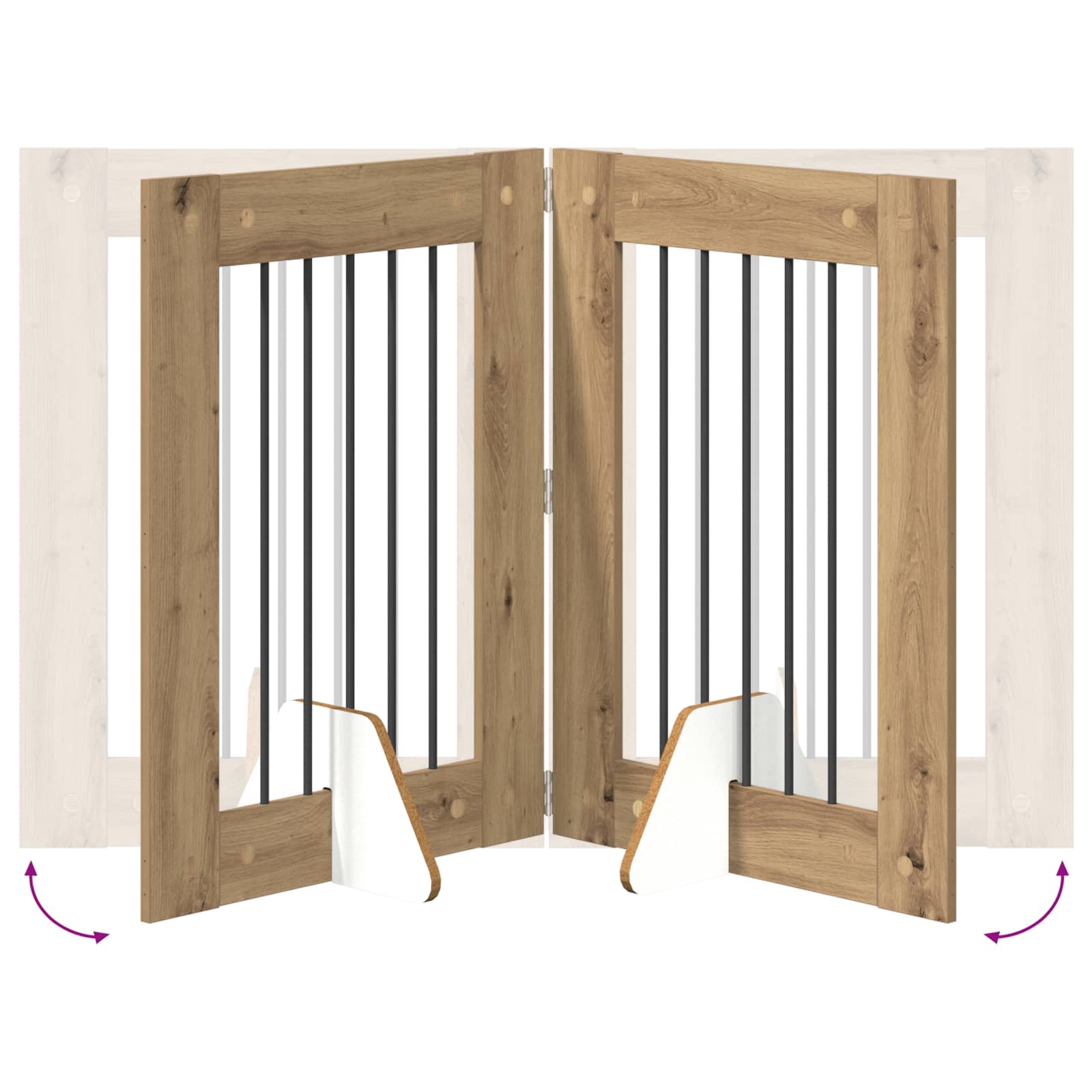Skládací psí brána se stojany 2 pcs Dub artisan 120,5 cm