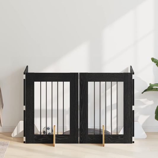 Skládací psí brána se stojany 4 pcs Černý dub 241 cm
