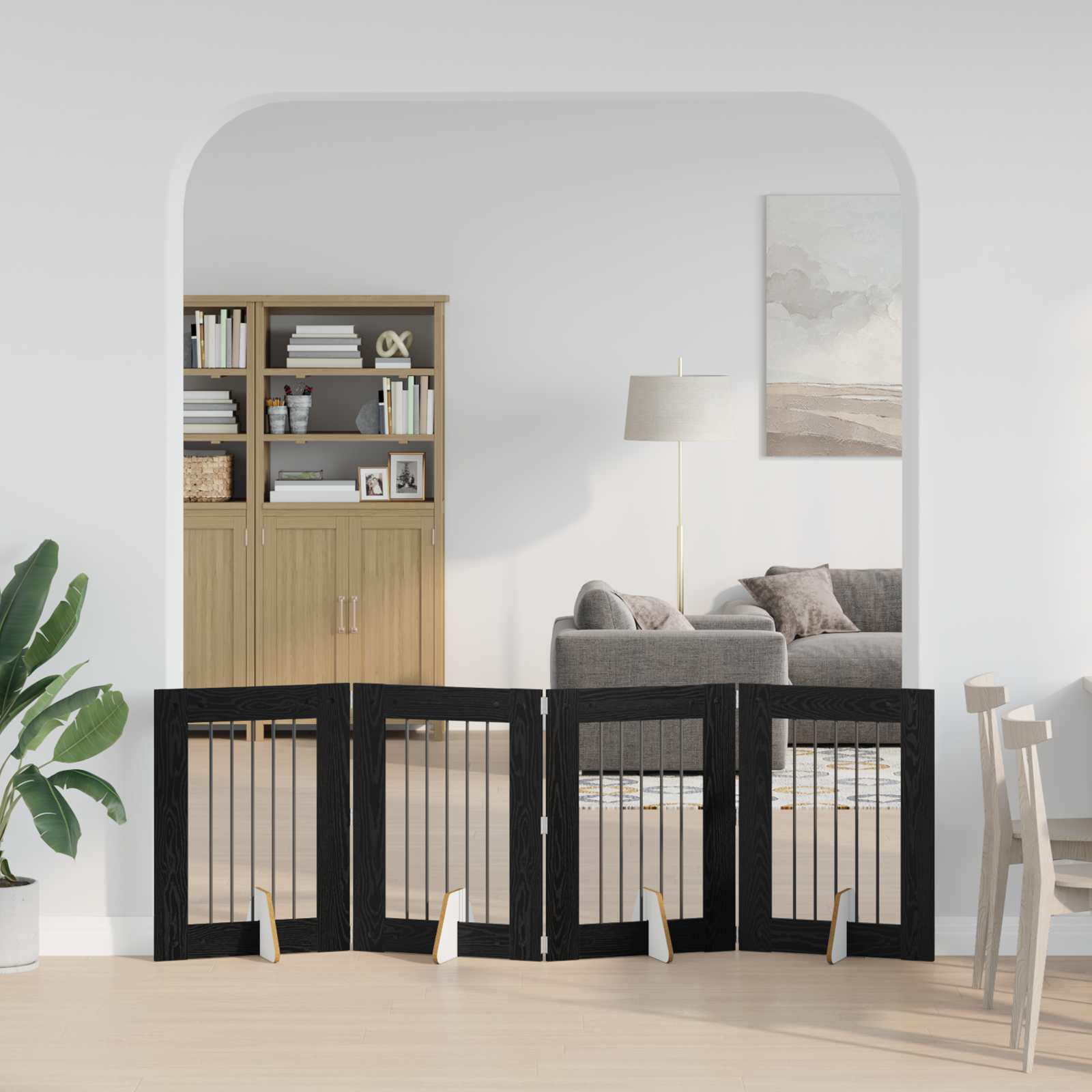 Skládací psí brána se stojany 4 pcs Černý dub 241 cm