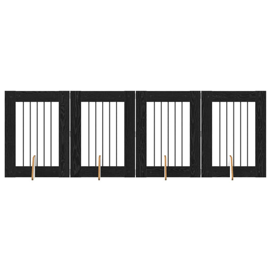 Skládací psí brána se stojany 4 pcs Černý dub 241 cm