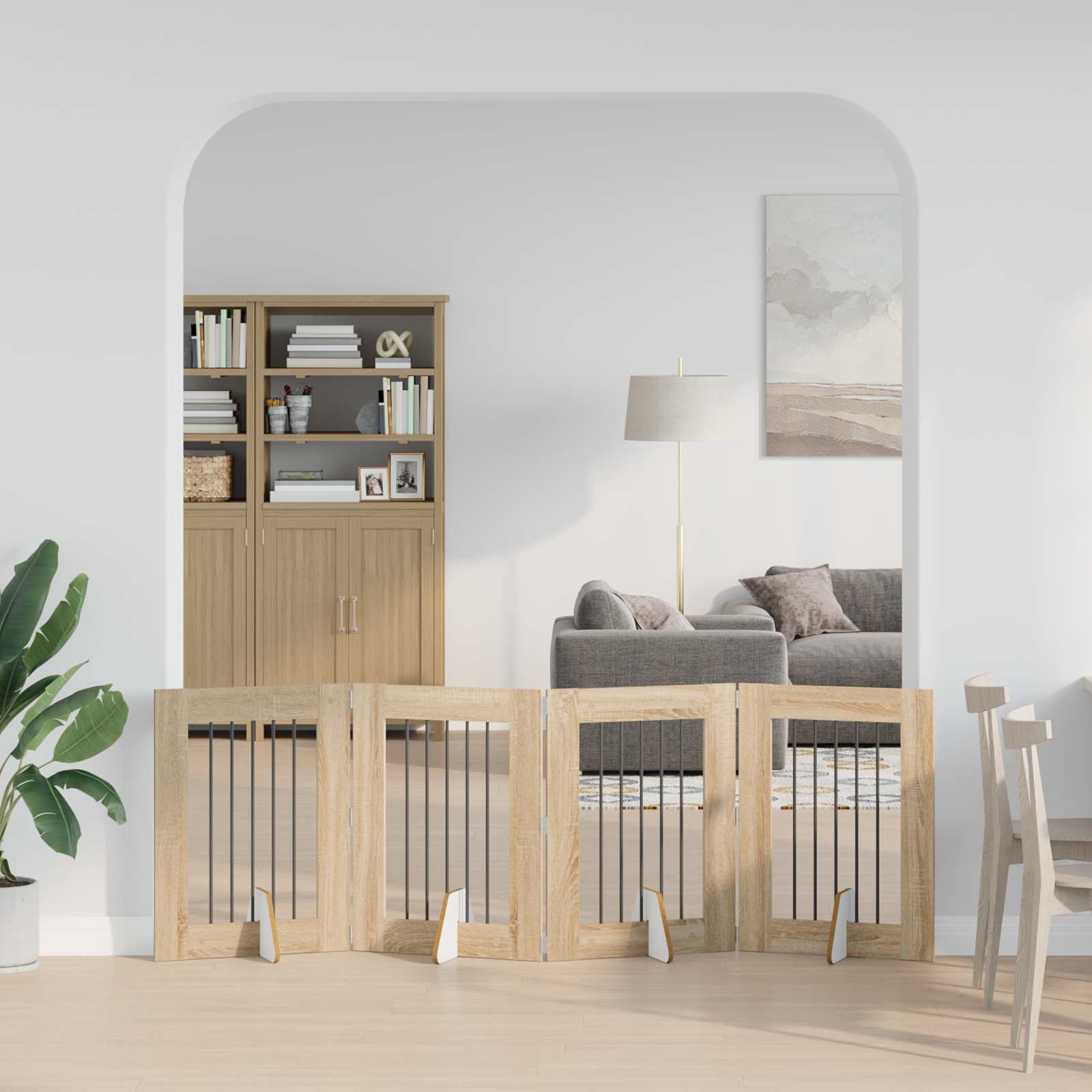 Skládací psí brána se stojany 4 pcs Dub sonoma 241 cm