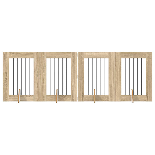 Skládací psí brána se stojany 4 pcs Dub sonoma 241 cm