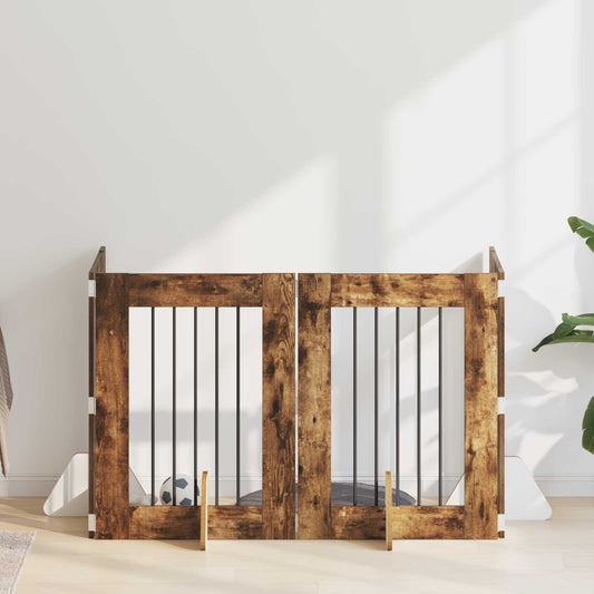 Skládací psí brána se stojany 4 pcs Kouřový dub 241 cm