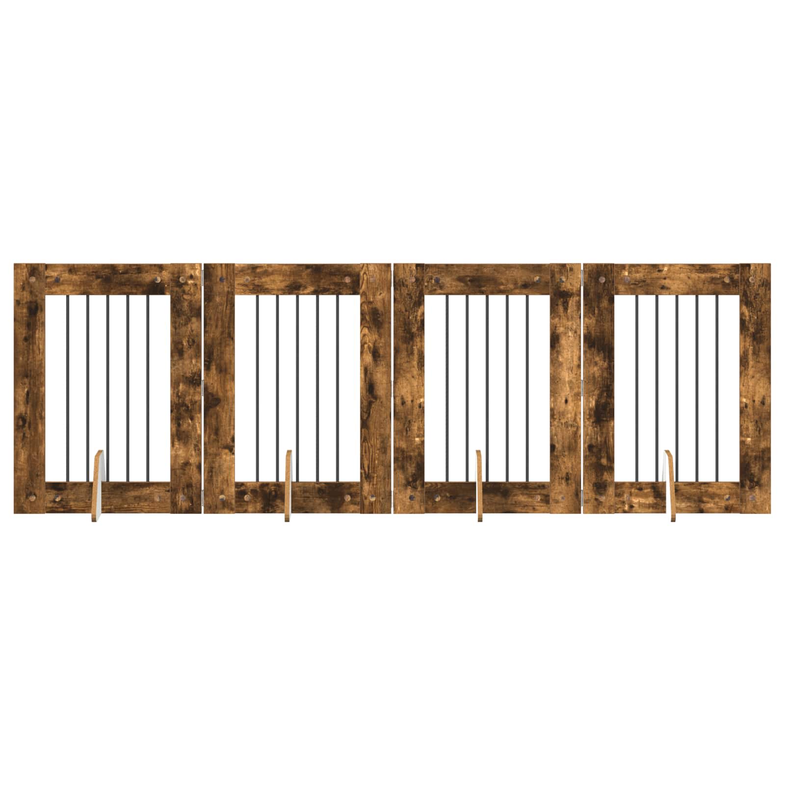 Skládací psí brána se stojany 4 pcs Kouřový dub 241 cm