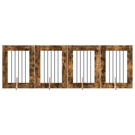 Skládací psí brána se stojany 4 pcs Kouřový dub 241 cm