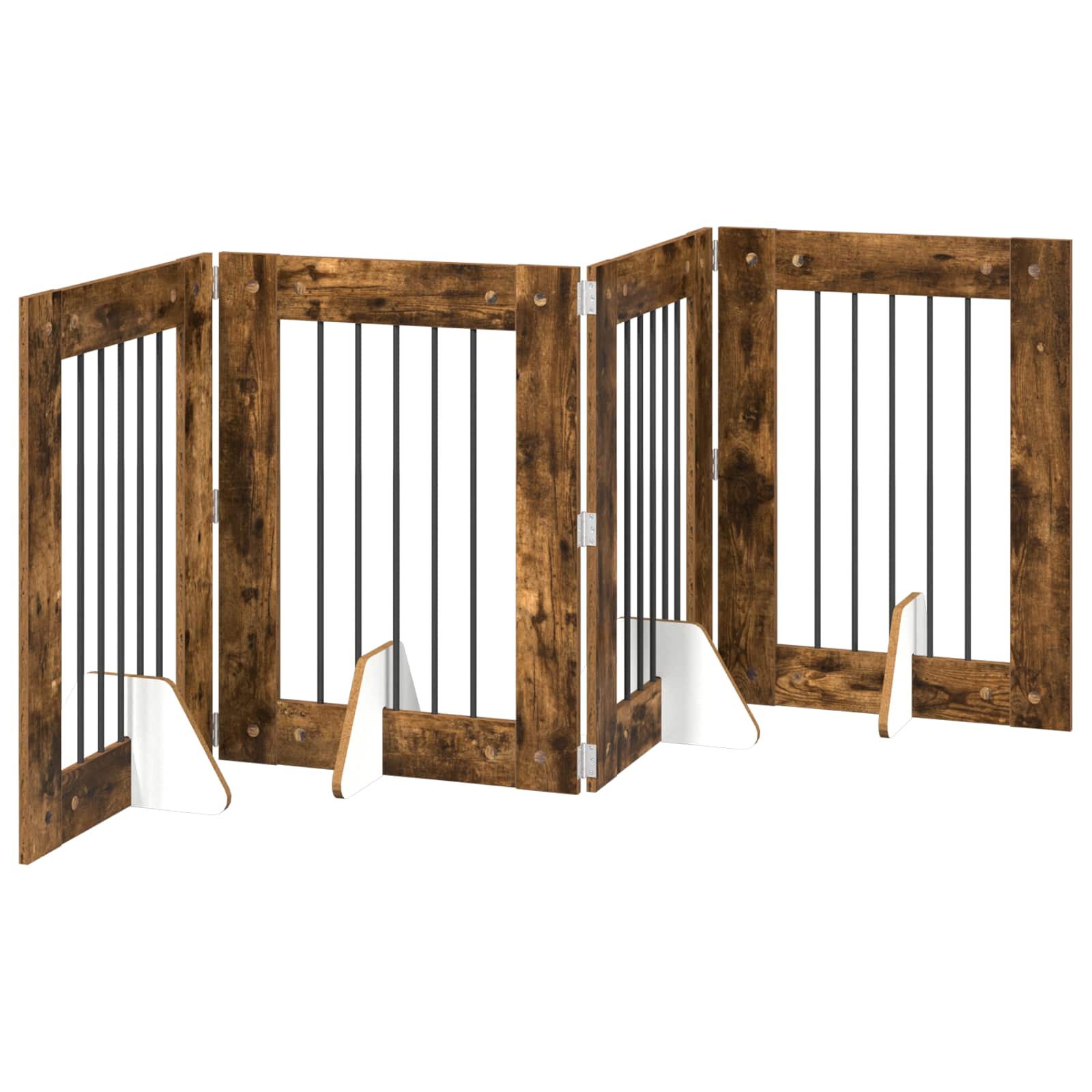 Skládací psí brána se stojany 4 pcs Kouřový dub 241 cm