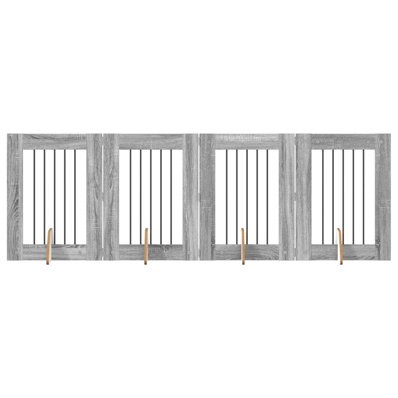Skládací psí brána se stojany 4 pcs Šedá sonoma 241 cm