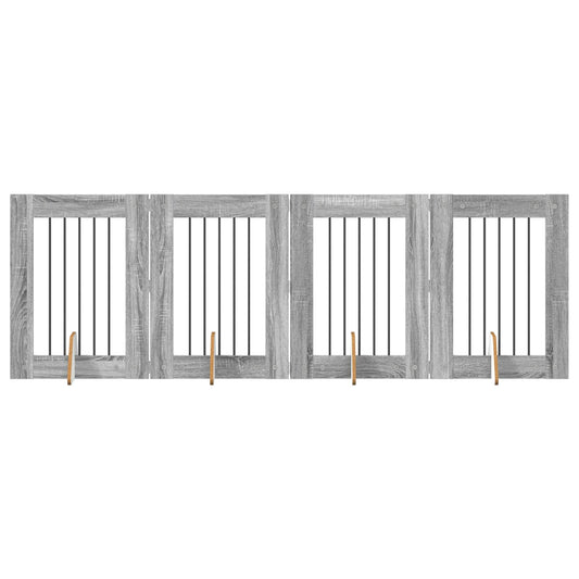 Skládací psí brána se stojany 4 pcs Šedá sonoma 241 cm