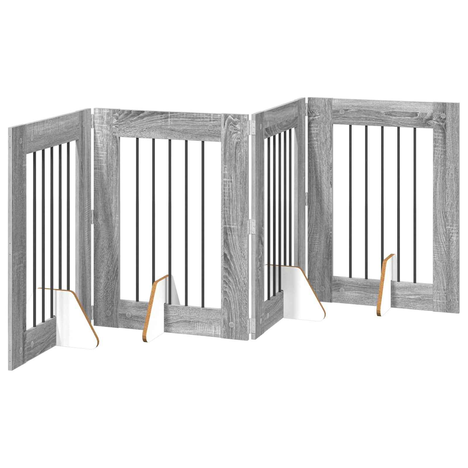 Skládací psí brána se stojany 4 pcs Šedá sonoma 241 cm