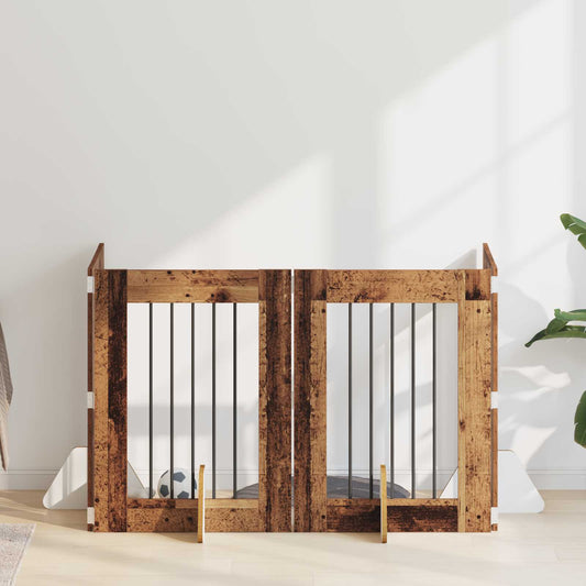 Skládací psí brána se stojany 4 pcs Staré dřevo 241 cm