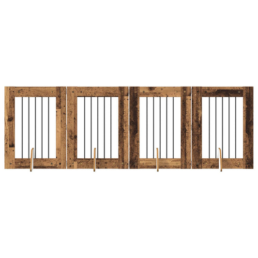 Skládací psí brána se stojany 4 pcs Staré dřevo 241 cm