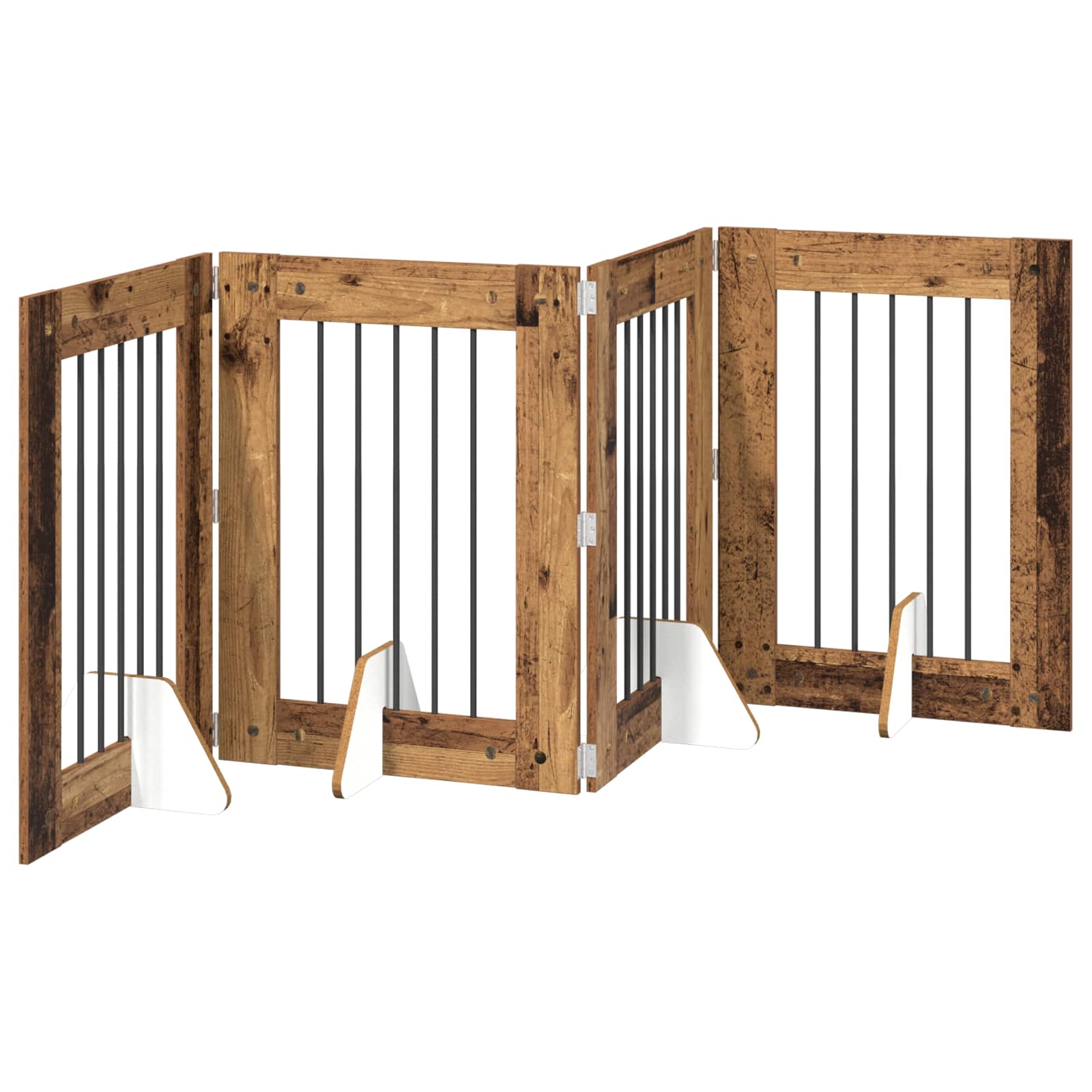 Skládací psí brána se stojany 4 pcs Staré dřevo 241 cm