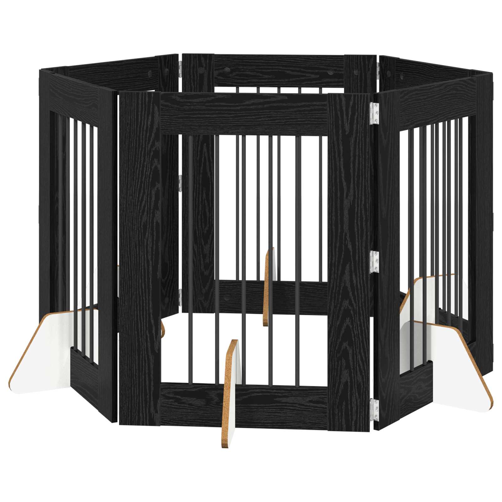 Skládací psí brána se stojany 6 pcs Černý dub 362 cm