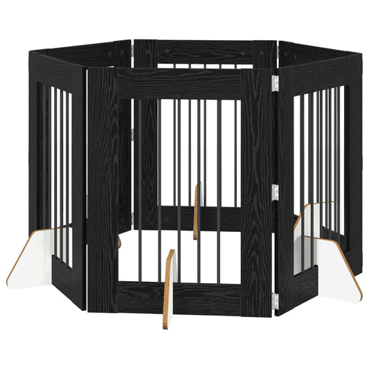 Skládací psí brána se stojany 6 pcs Černý dub 362 cm