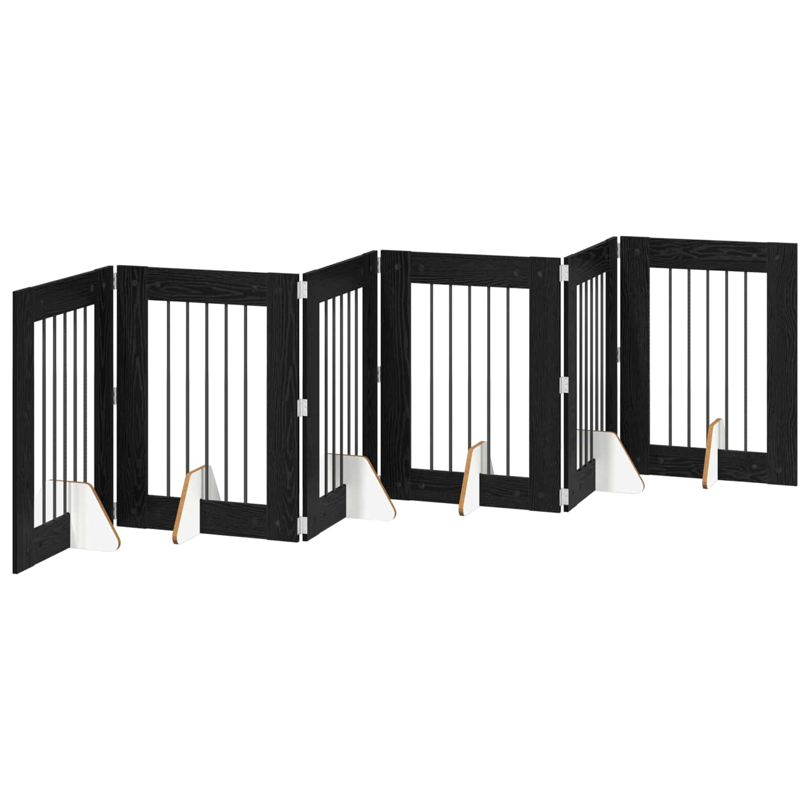 Skládací psí brána se stojany 6 pcs Černý dub 362 cm