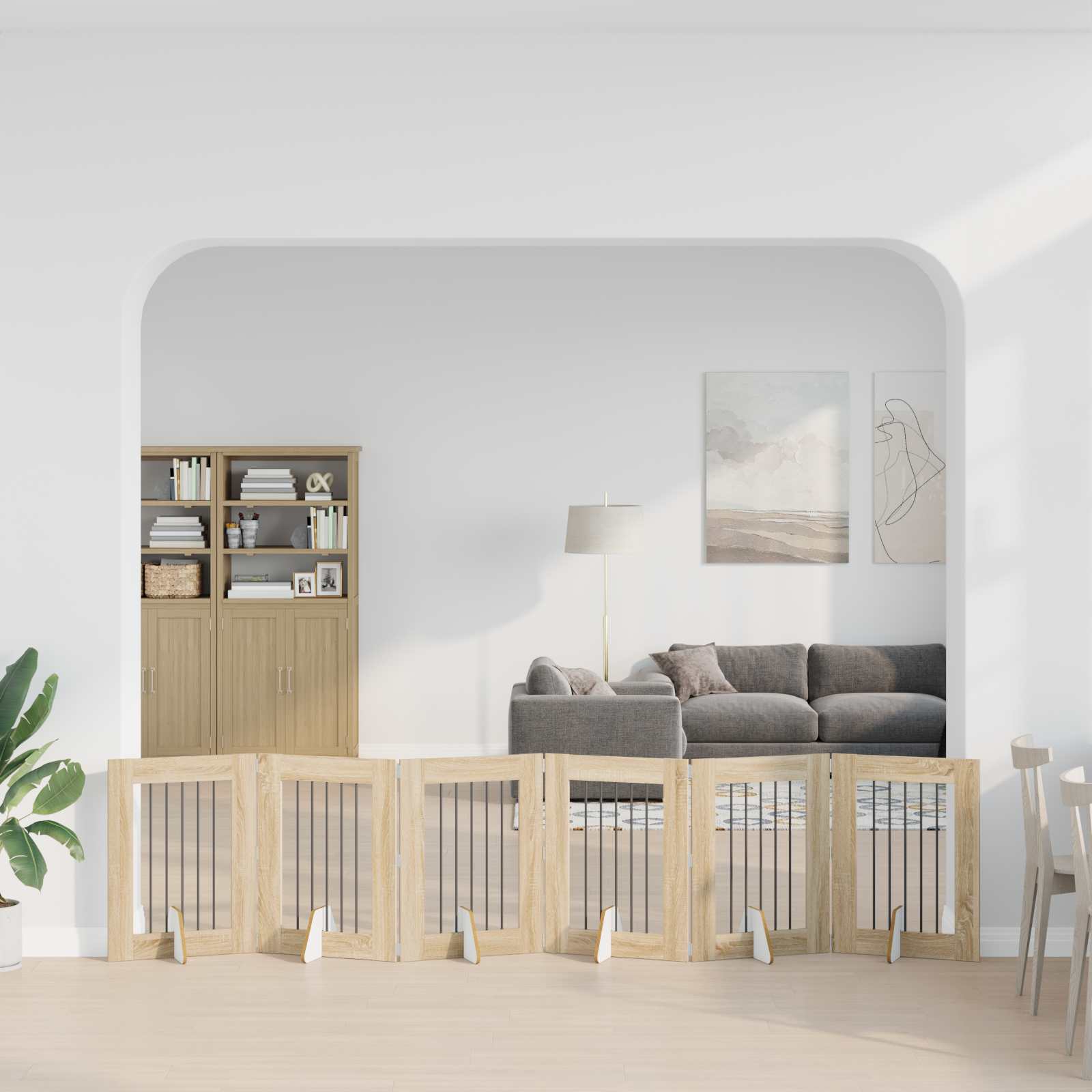 Skládací psí brána se stojany 6 pcs Dub sonoma 362 cm