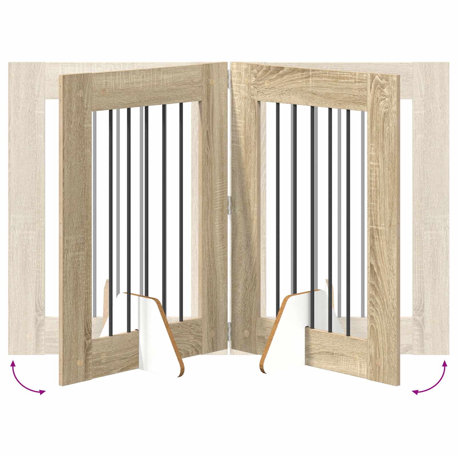 Skládací psí brána se stojany 6 pcs Dub sonoma 362 cm