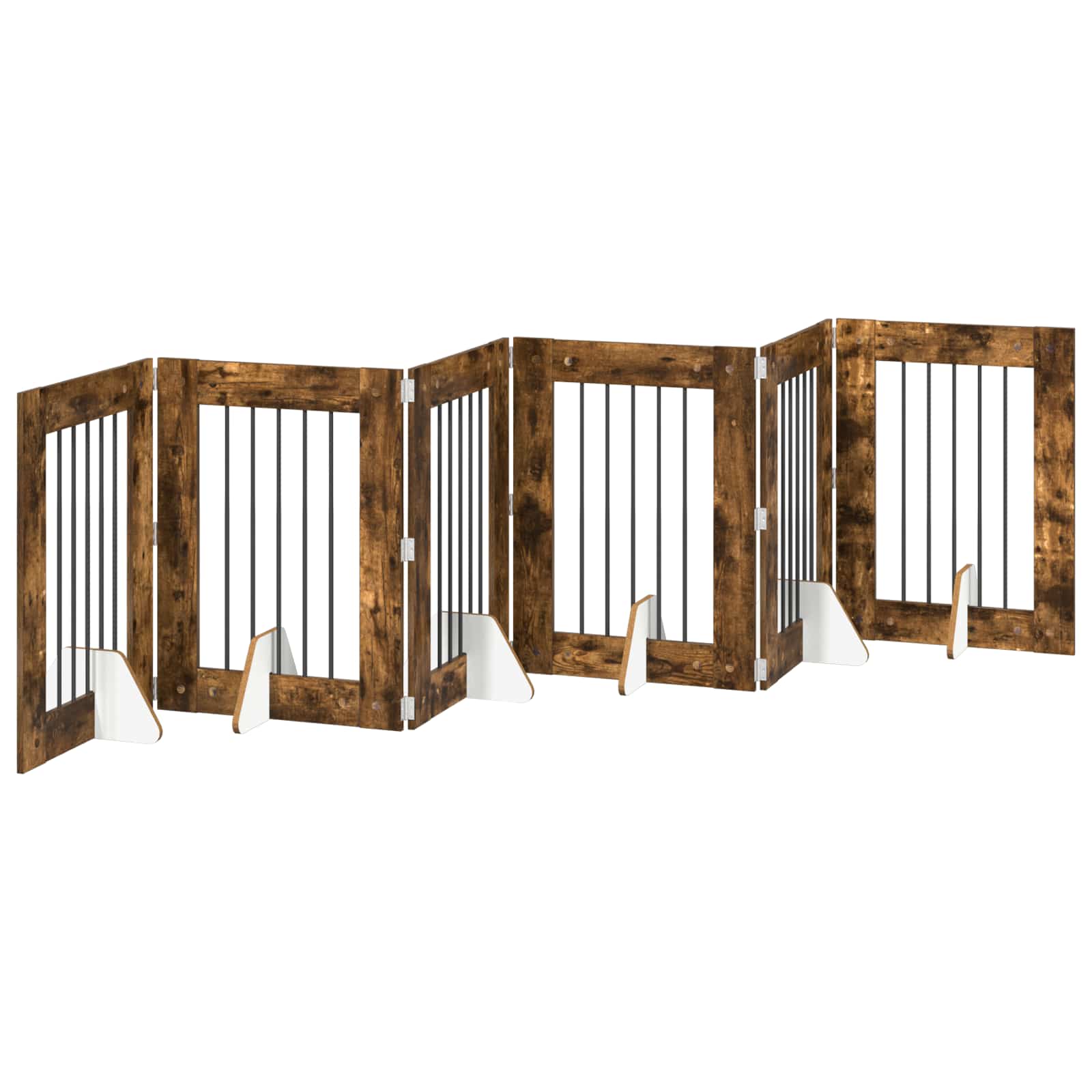 Skládací psí brána se stojany 6 pcs Kouřový dub 362 cm