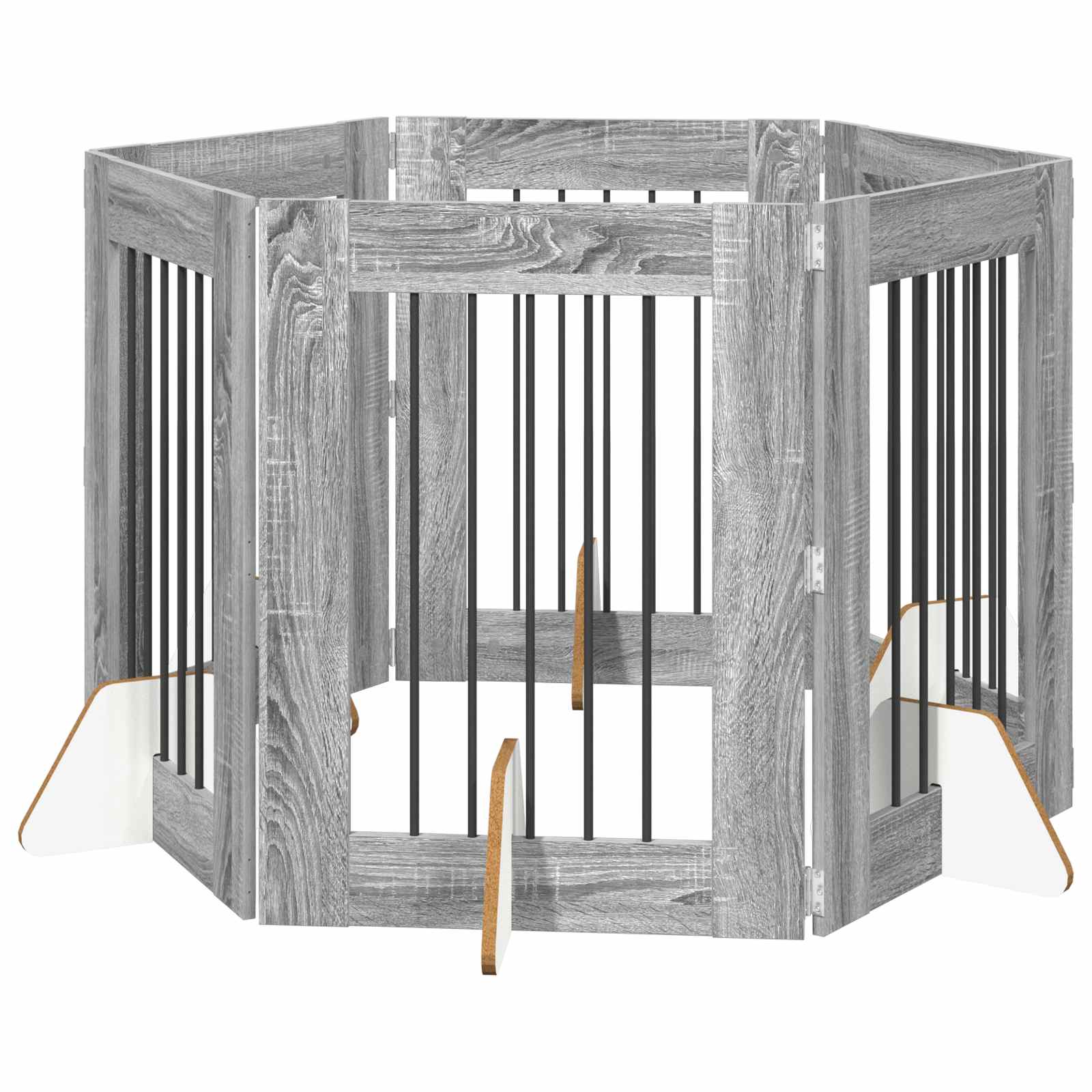 Skládací psí brána se stojany 6 pcs Šedá sonoma 362 cm