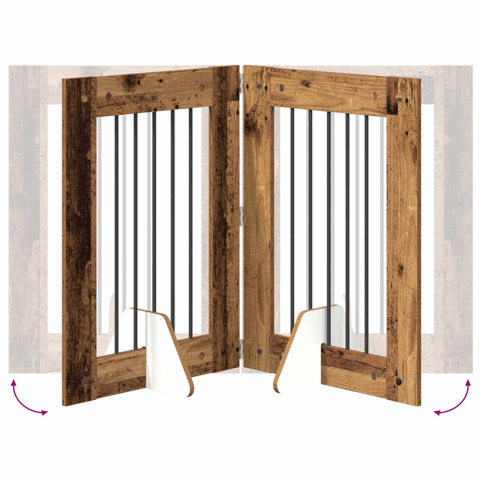 Skládací psí brána se stojany 6 pcs Staré dřevo 362 cm
