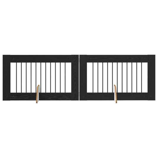 Skládací psí brána se stojany 2 pcs Černý dub 200,5 cm