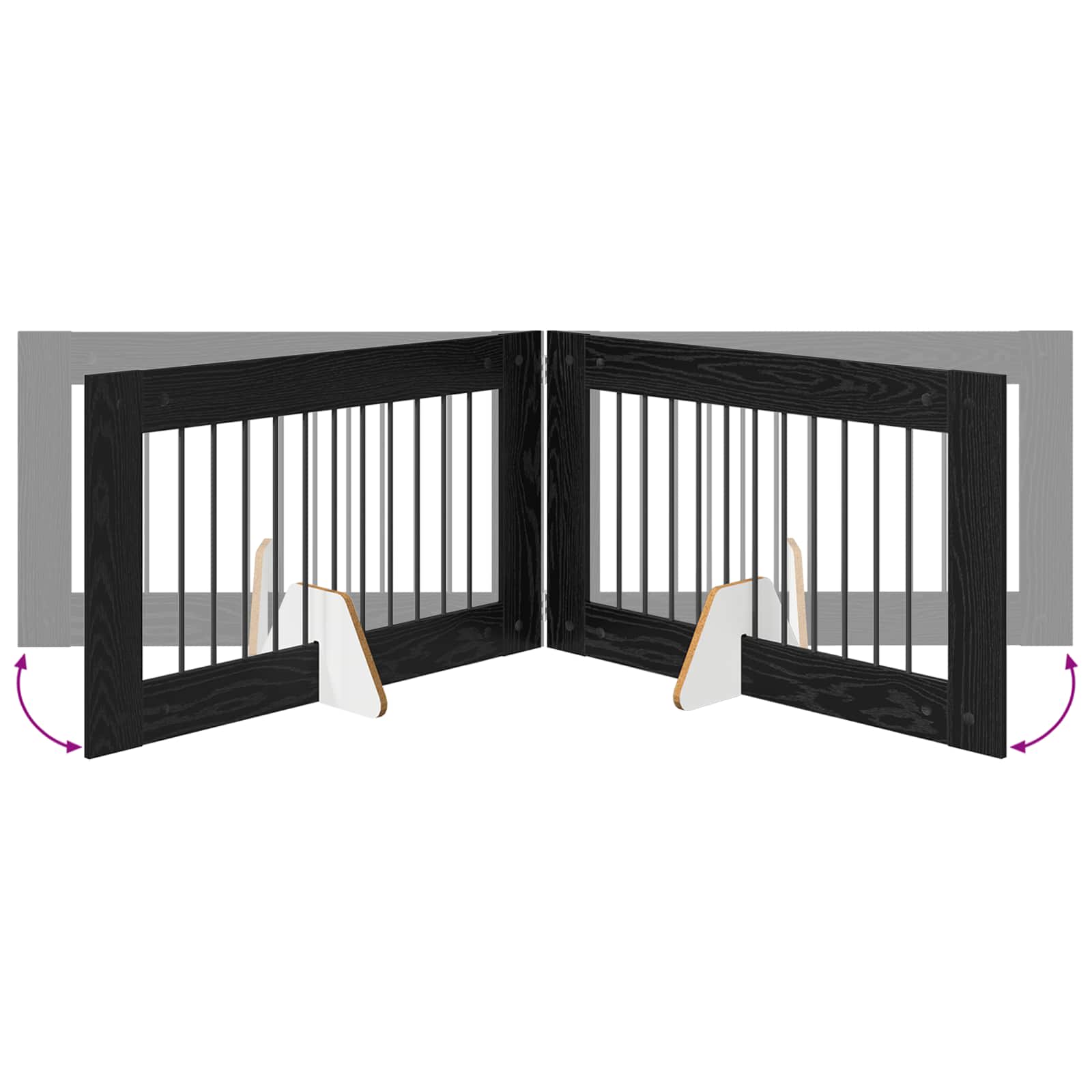 Skládací psí brána se stojany 2 pcs Černý dub 200,5 cm
