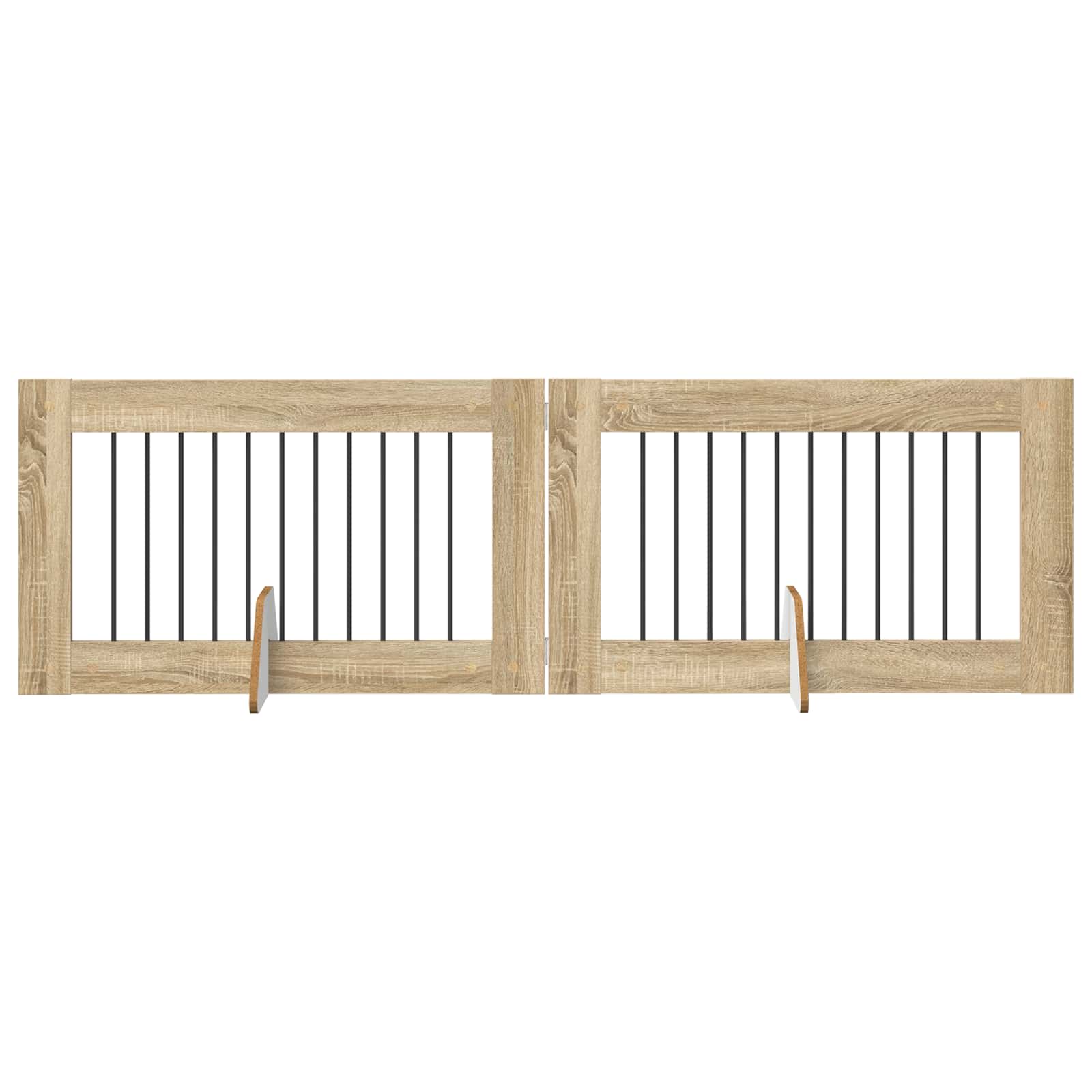 Skládací psí brána se stojany 2 pcs Dub sonoma 200,5 cm