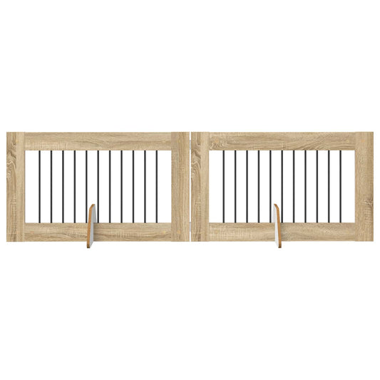 Skládací psí brána se stojany 2 pcs Dub sonoma 200,5 cm