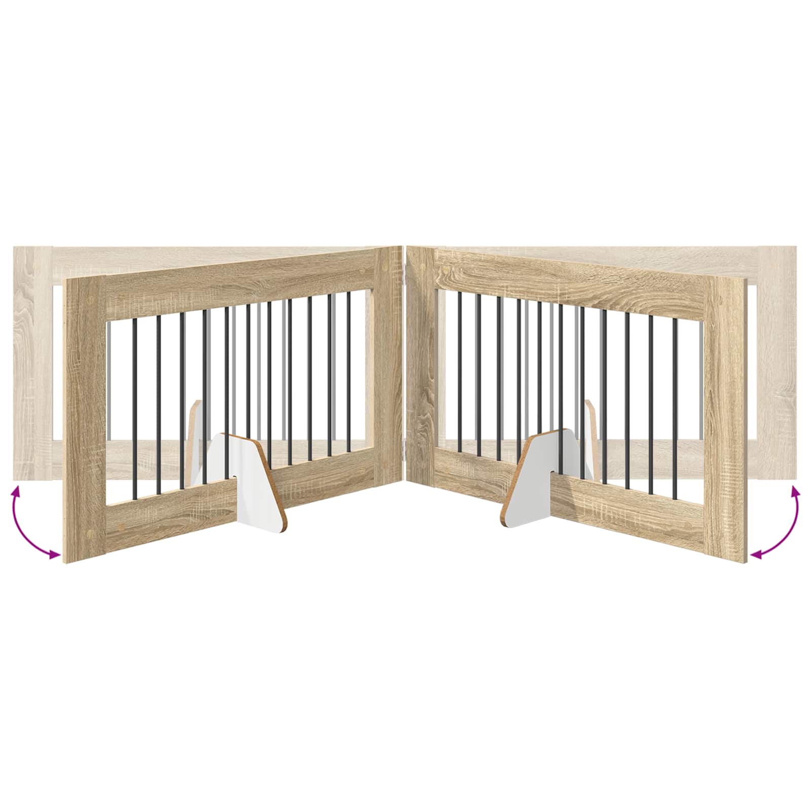 Skládací psí brána se stojany 2 pcs Dub sonoma 200,5 cm