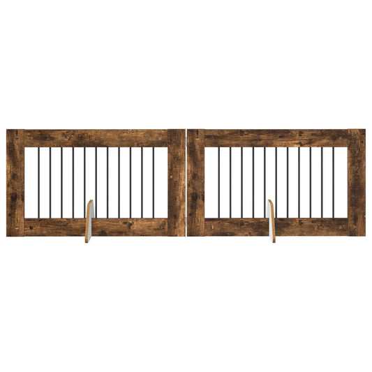 Skládací psí brána se stojany 2 pcs Kouřový dub 200,5 cm