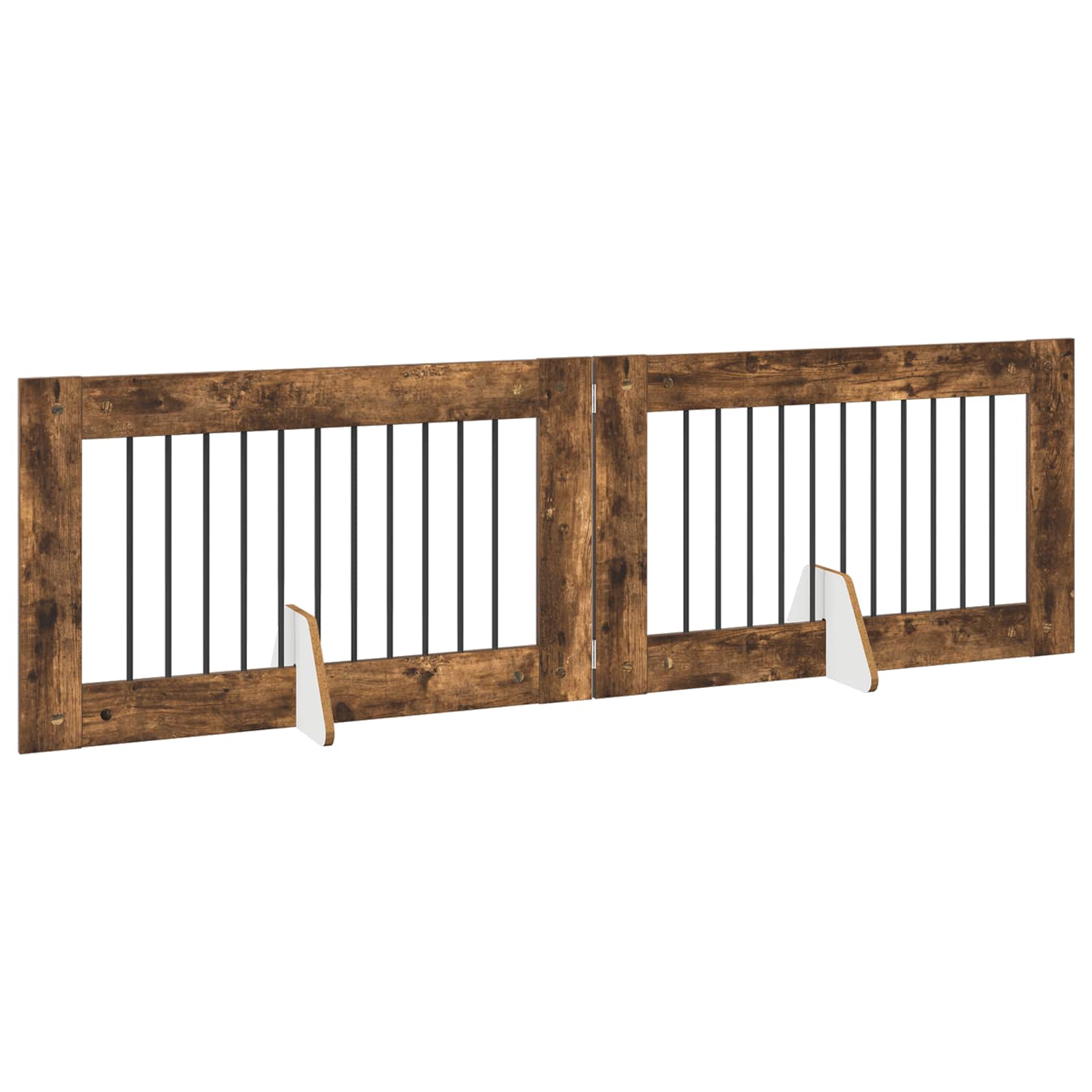 Skládací psí brána se stojany 2 pcs Kouřový dub 200,5 cm
