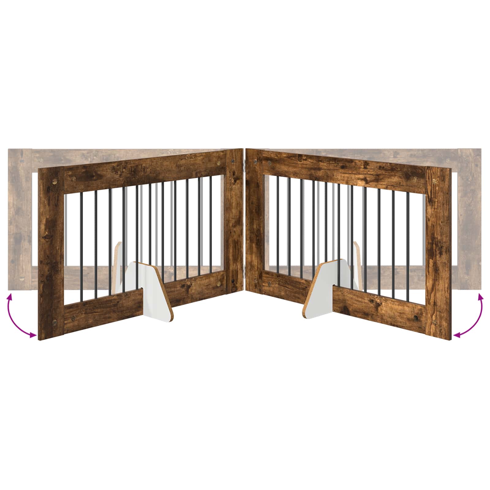 Skládací psí brána se stojany 2 pcs Kouřový dub 200,5 cm