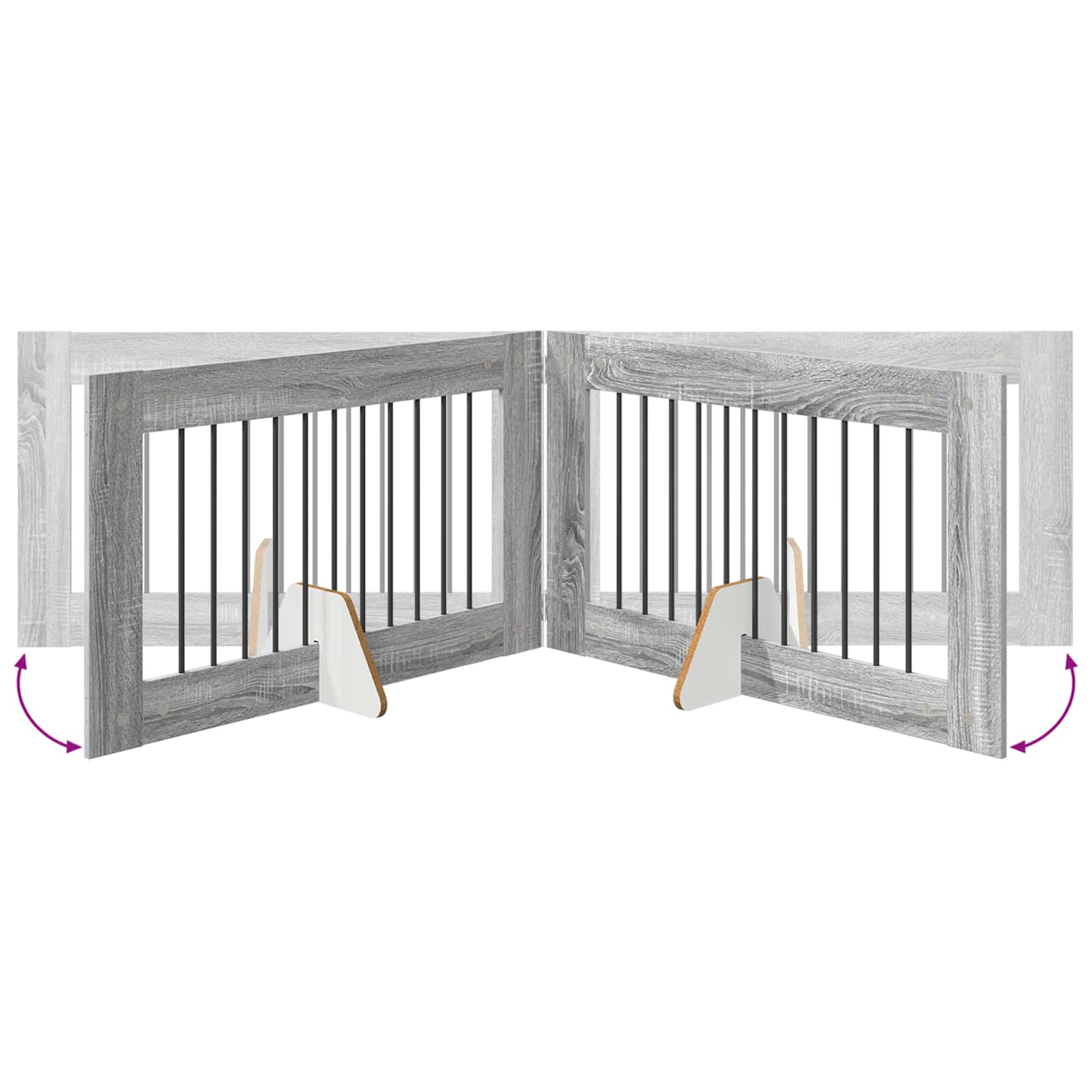 Skládací psí brána se stojany 2 pcs Šedá sonoma 200,5 cm