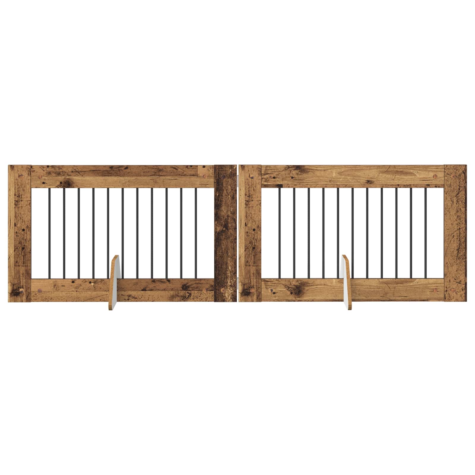 Skládací psí brána se stojany 2 pcs Staré dřevo 200,5 cm