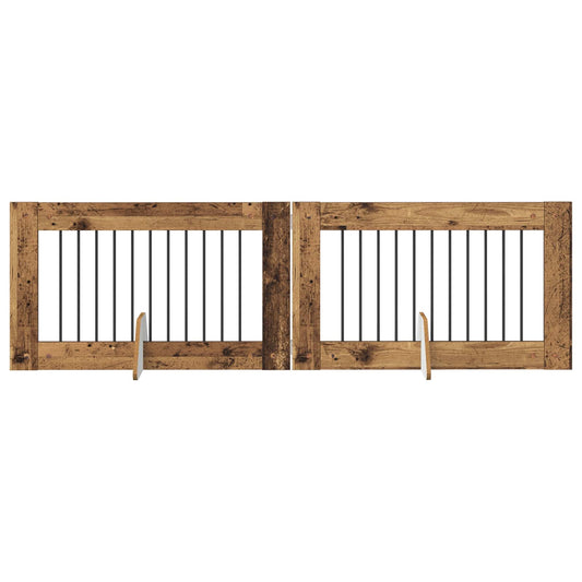 Skládací psí brána se stojany 2 pcs Staré dřevo 200,5 cm
