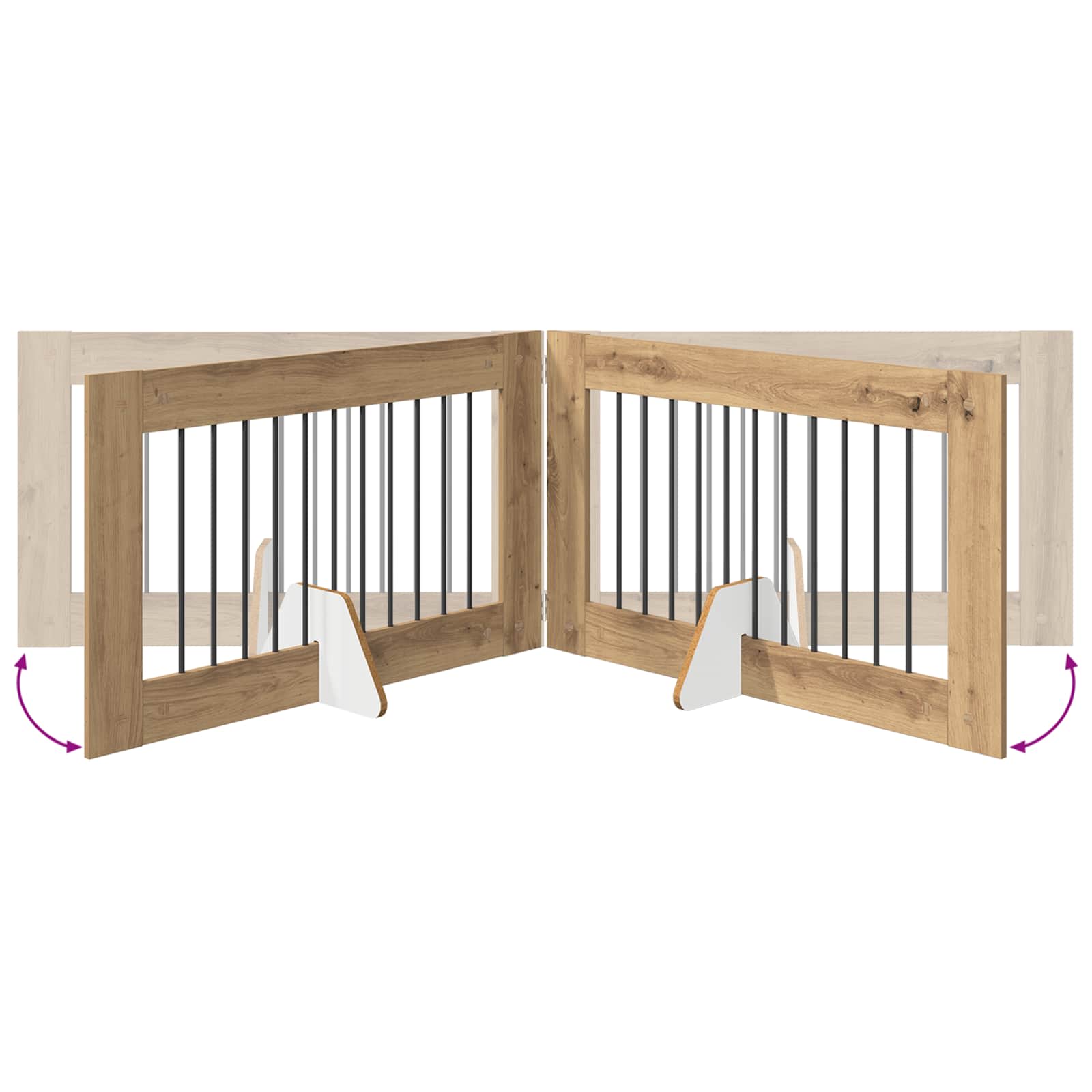 Skládací psí brána se stojany 2 pcs Dub artisan 200,5 cm
