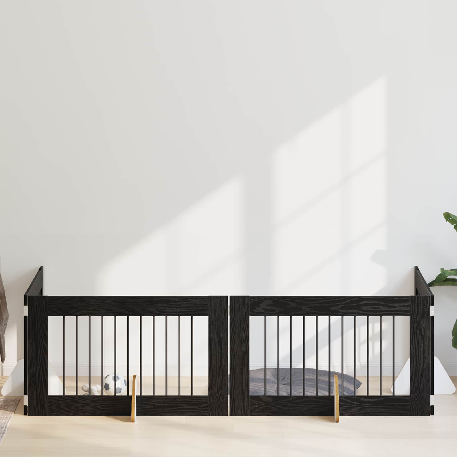 Skládací psí brána se stojany 4 pcs Černý dub 401 cm