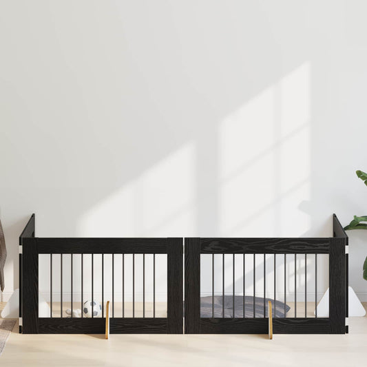 Skládací psí brána se stojany 4 pcs Černý dub 401 cm