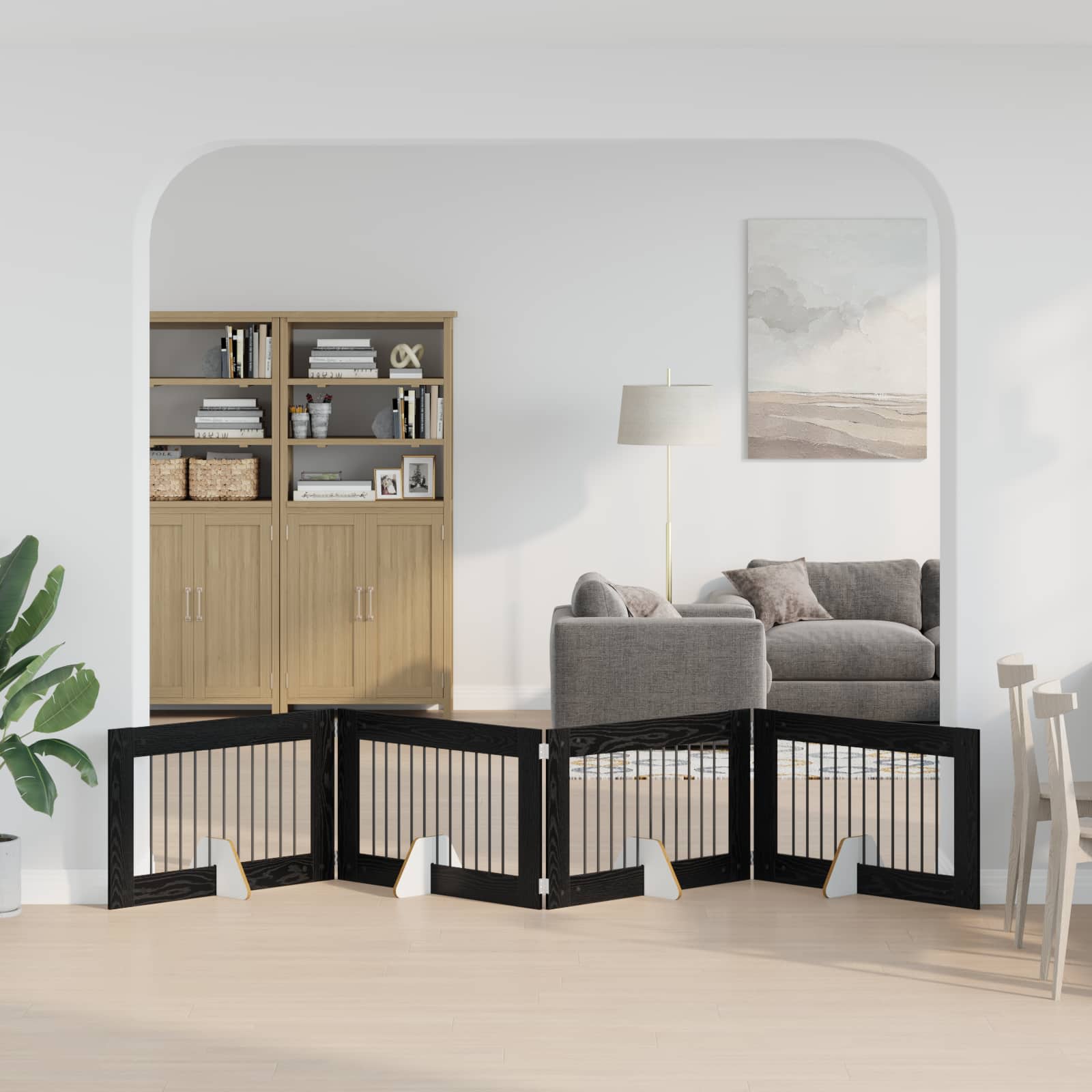 Skládací psí brána se stojany 4 pcs Černý dub 401 cm