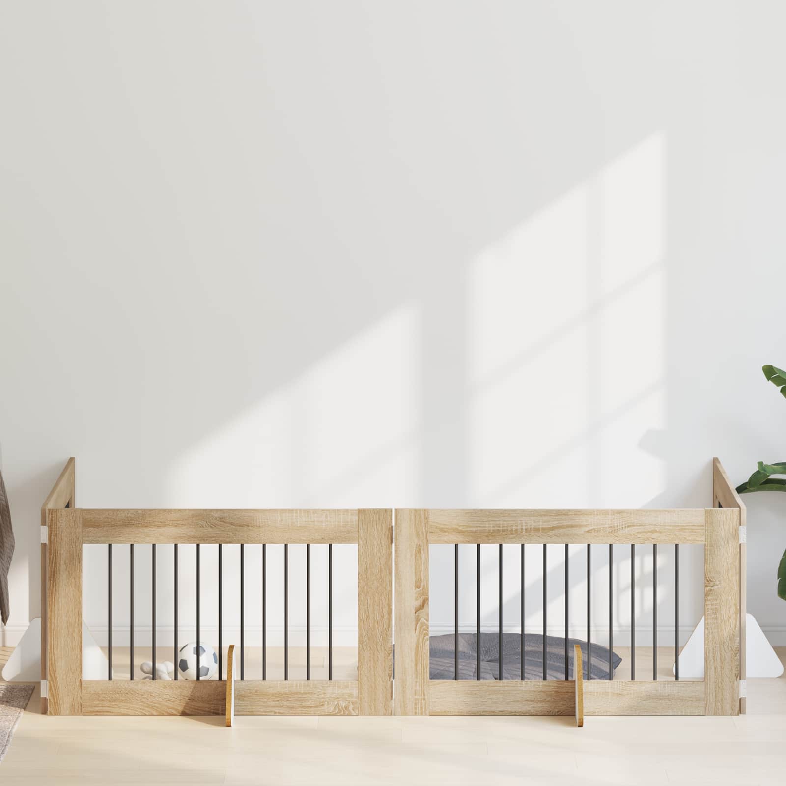 Skládací psí brána se stojany 4 pcs Dub sonoma 401 cm