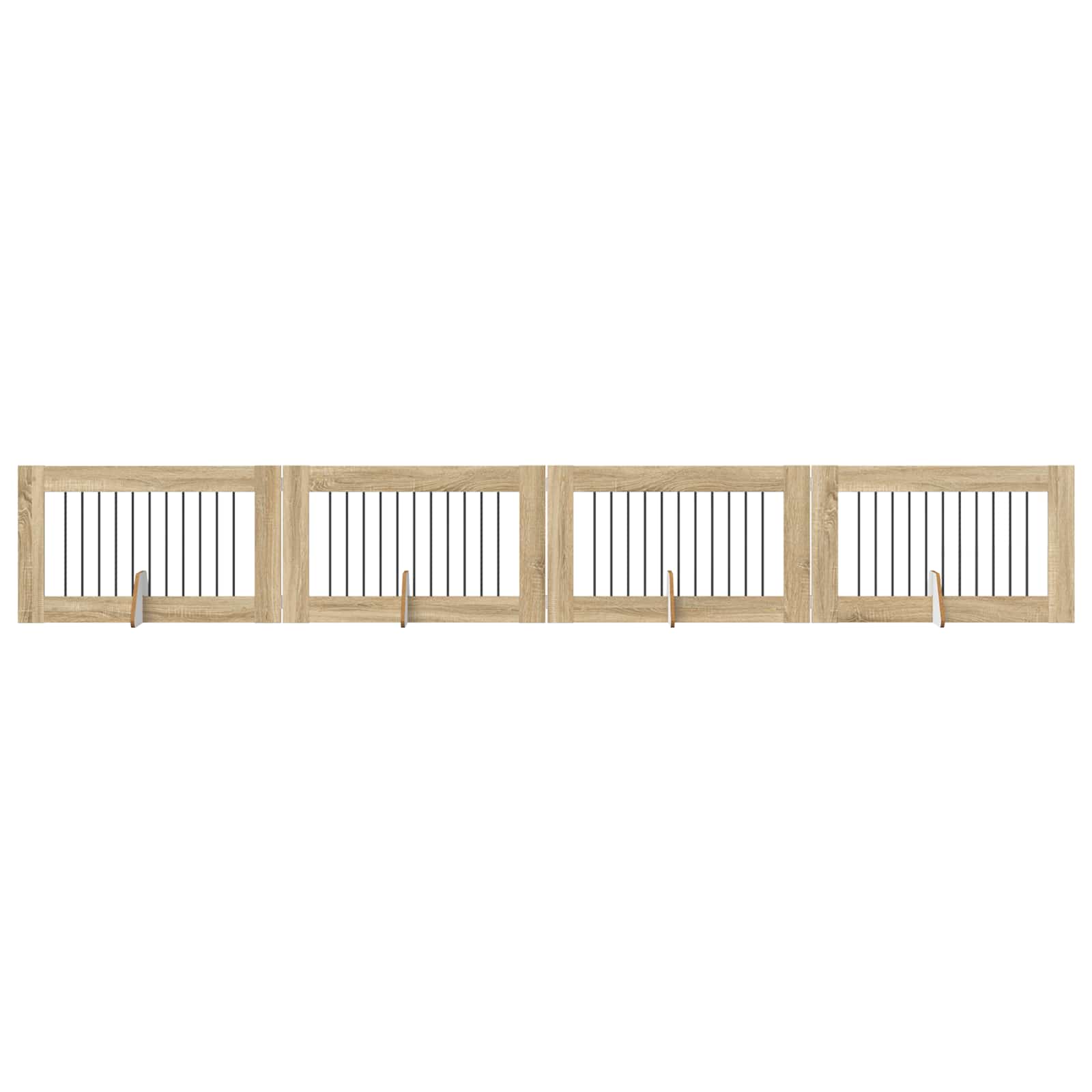 Skládací psí brána se stojany 4 pcs Dub sonoma 401 cm