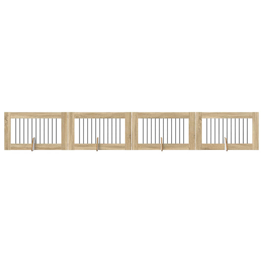 Skládací psí brána se stojany 4 pcs Dub sonoma 401 cm
