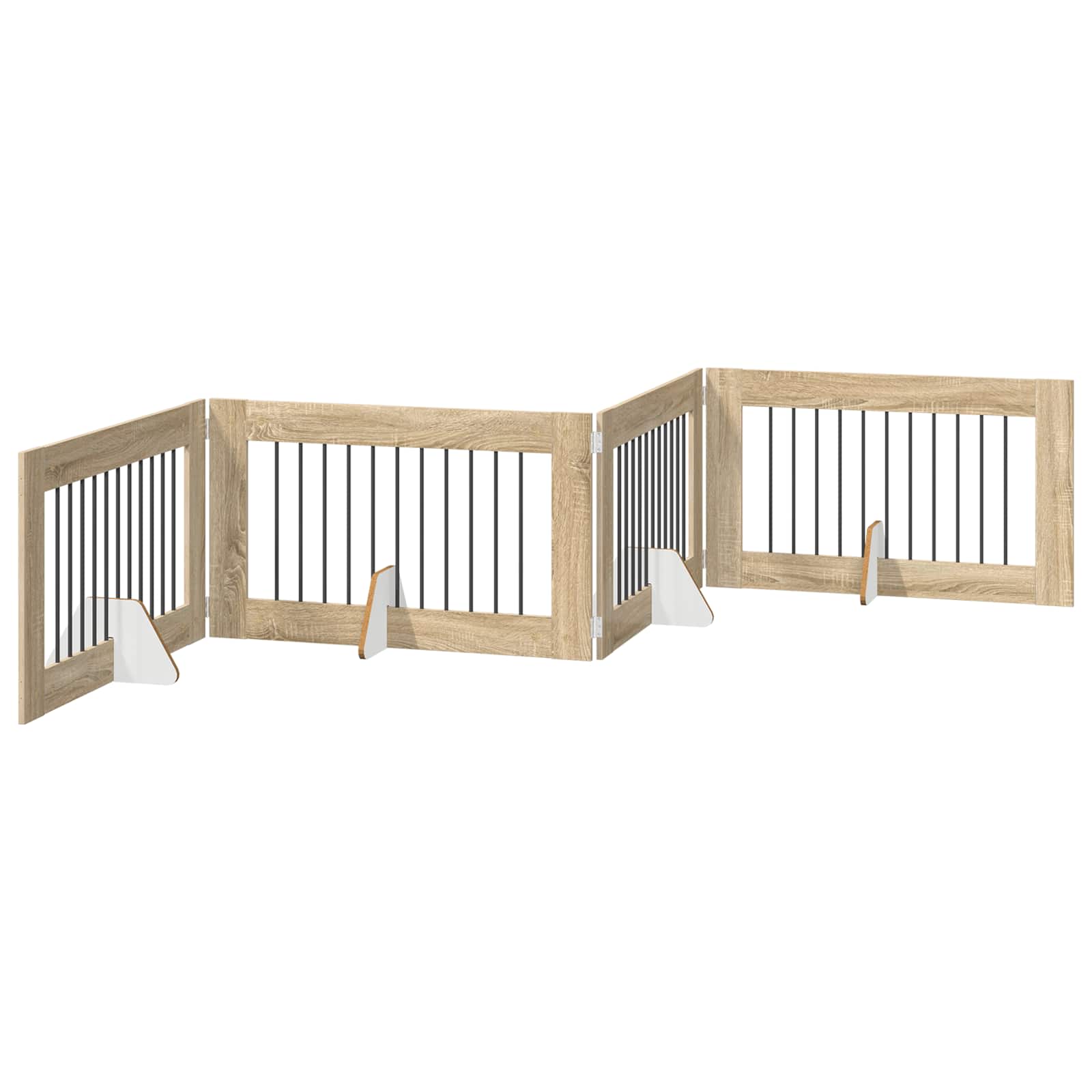 Skládací psí brána se stojany 4 pcs Dub sonoma 401 cm