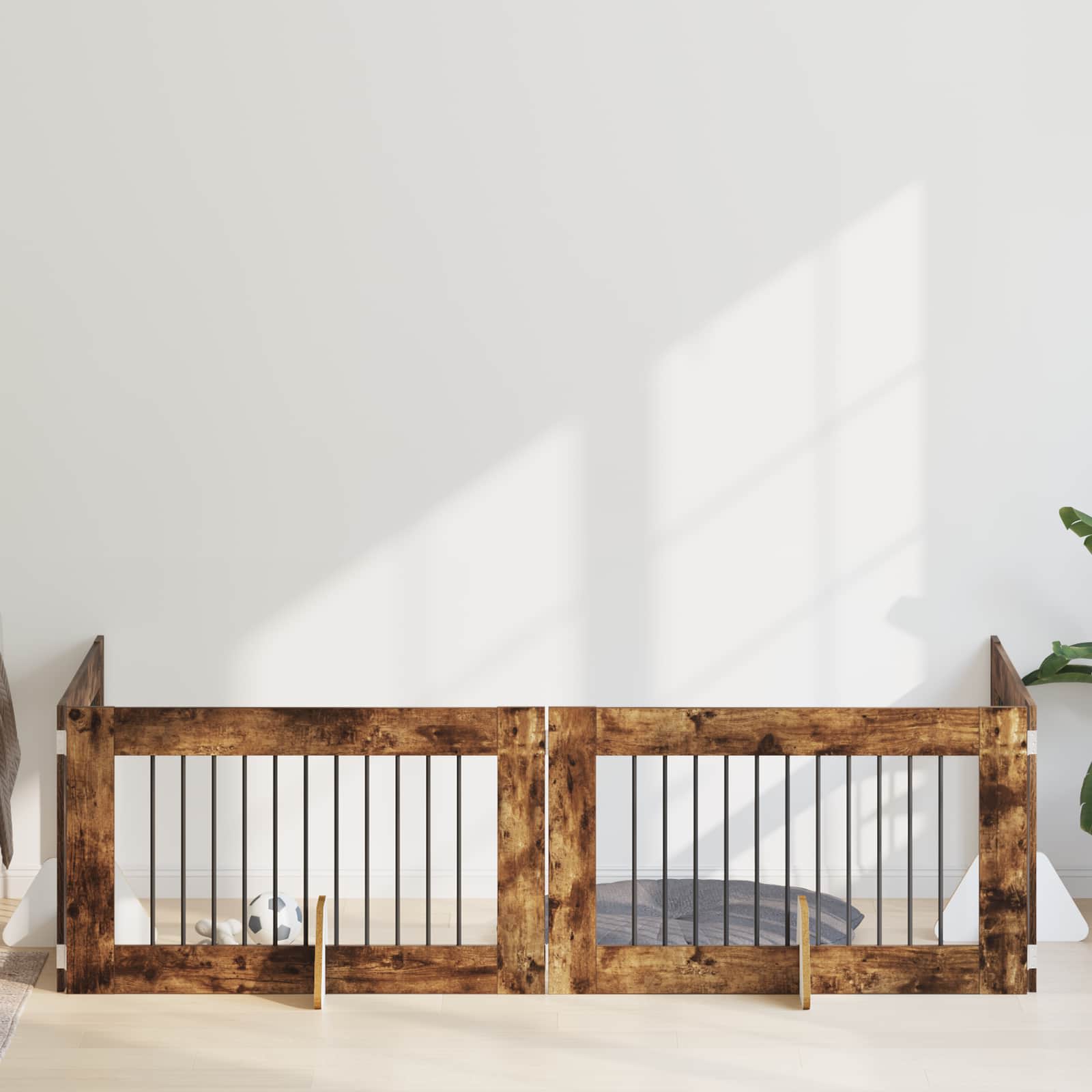 Skládací psí brána se stojany 4 pcs Kouřový dub 401 cm