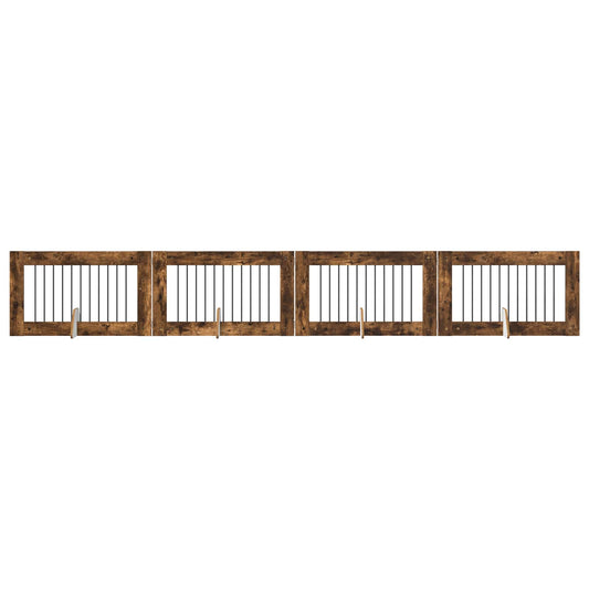 Skládací psí brána se stojany 4 pcs Kouřový dub 401 cm
