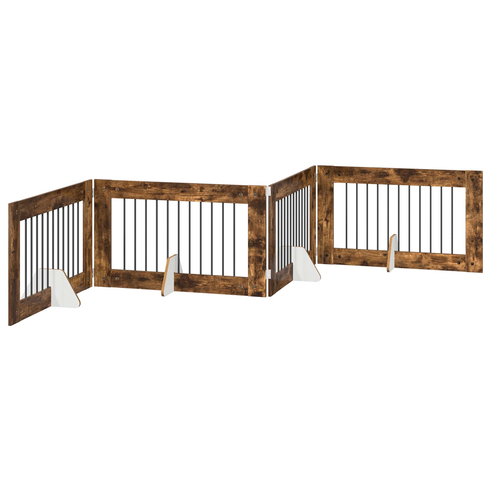 Skládací psí brána se stojany 4 pcs Kouřový dub 401 cm