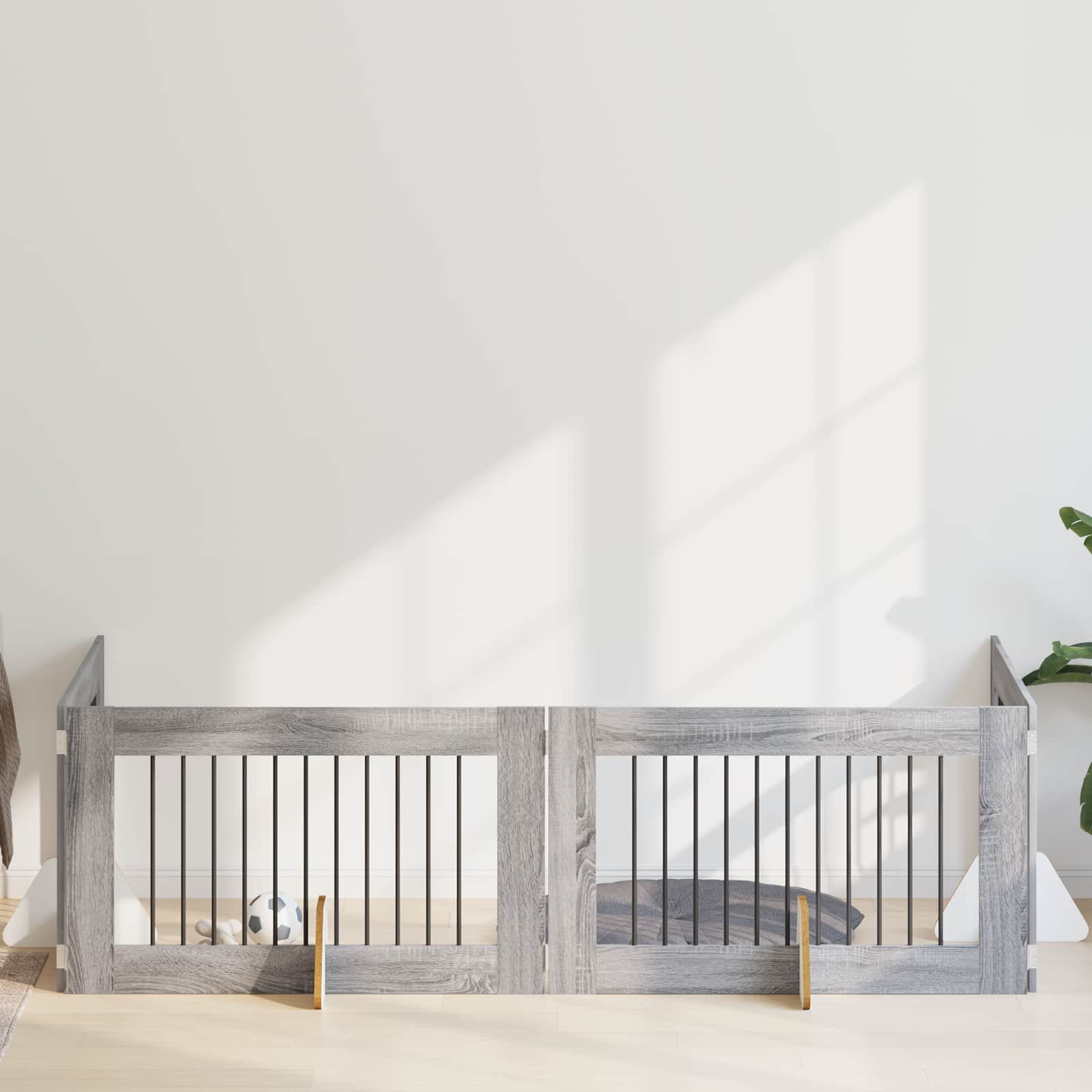 Skládací psí brána se stojany 4 pcs Šedá sonoma 401 cm