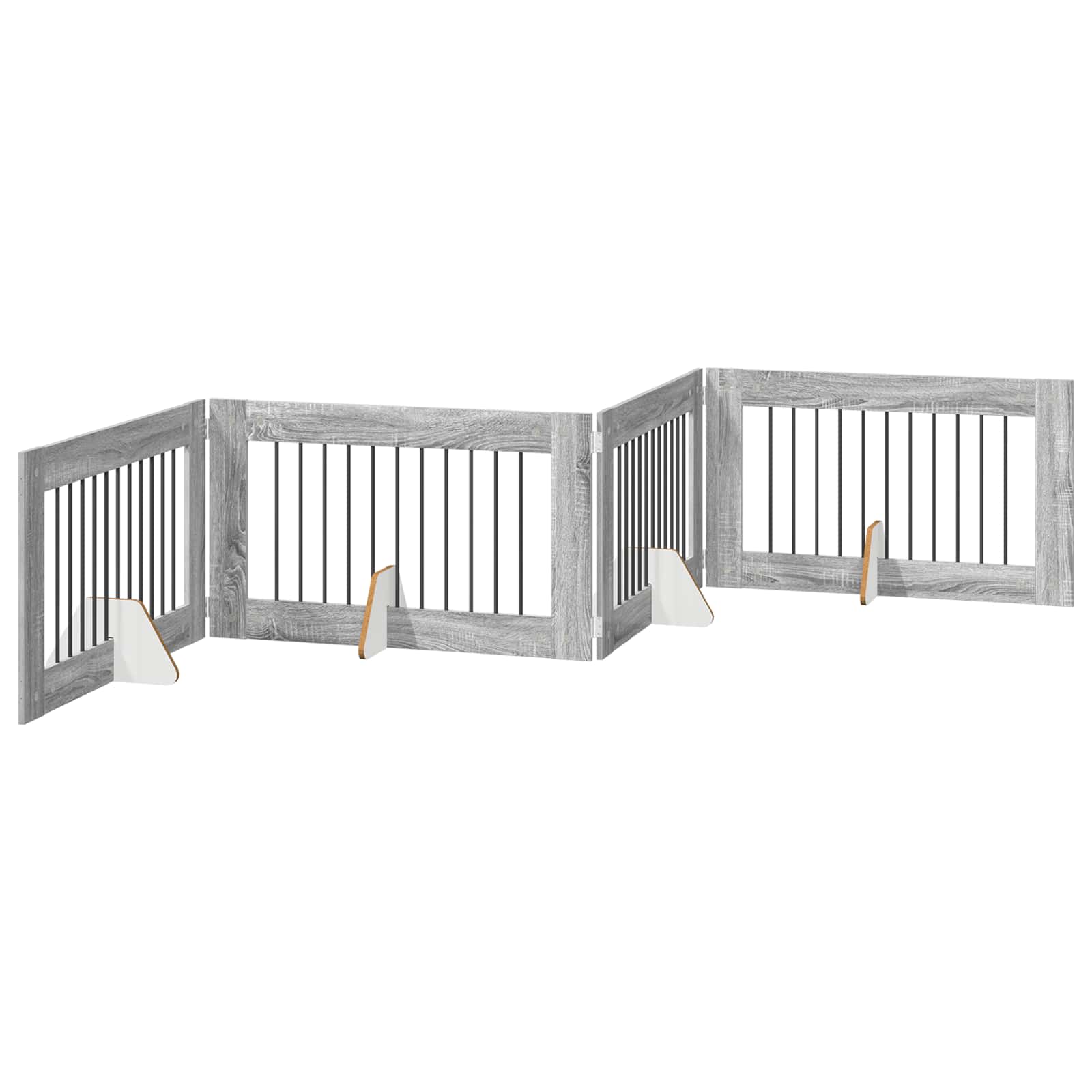 Skládací psí brána se stojany 4 pcs Šedá sonoma 401 cm